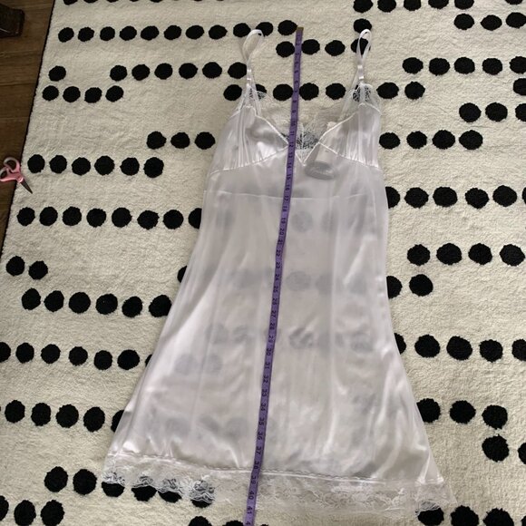 Vintage 90s Satin Full Slip Dress Lace Trim Lingerie Fairy Boho Nightie New - Picture 15 of 16